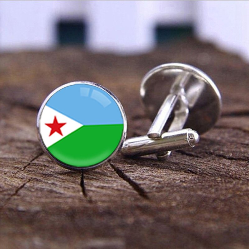 70 Models Djibouti Flag Map Jewelry Tie Clip Lapel Pin Ring Brooch Cuff Link Necklace Bracelet Earrings Key Chain Jewelry Set