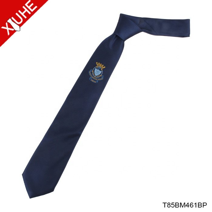 Custom Cheap School Logo Design Ties 100% Polyester Woven Neckties For Students
