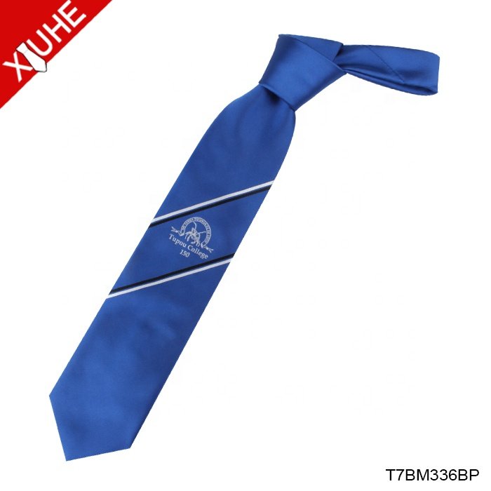 Custom Cheap School Logo Design Ties 100% Polyester Woven Neckties For Students