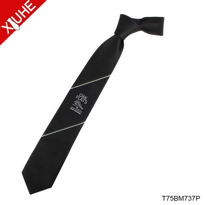 Custom Cheap School Logo Design Ties 100% Polyester Woven Neckties For Students