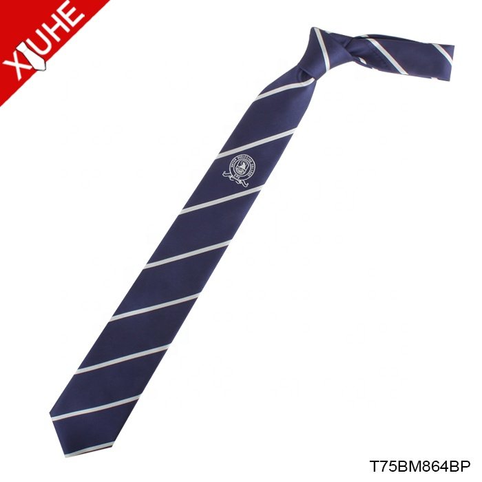 Custom Cheap School Logo Design Ties 100% Polyester Woven Neckties For Students