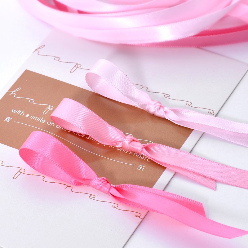 Ribest 9mm Pink Polyester Double Face Satin Ribbon For Gift Boxes Packaging Hair Bows Wholesale