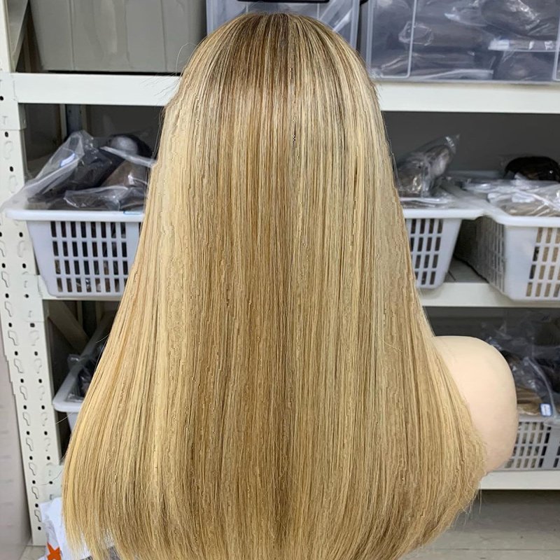 Blonde Color Balayage Kosher Jewish Wig 100% European Virgin Hair Hand Tied Lace Front Wig