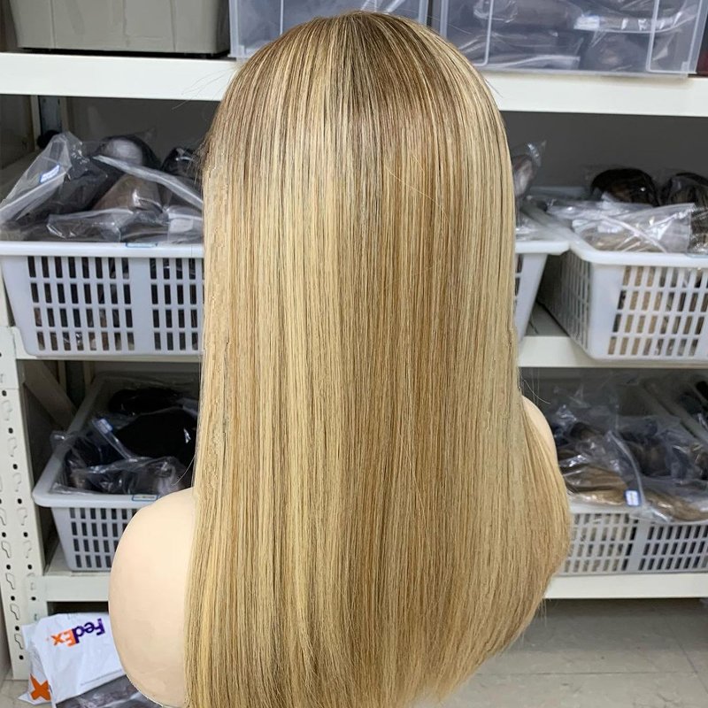 Blonde Color Balayage Kosher Jewish Wig 100% European Virgin Hair Hand Tied Lace Front Wig