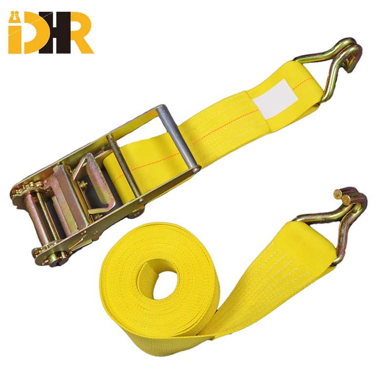Manufacturers Custom 2'' x 27ft x 10000lbs J Hook Ratchet Tie Down Strap for Flatbed Trailer Truck Cargo Lashing