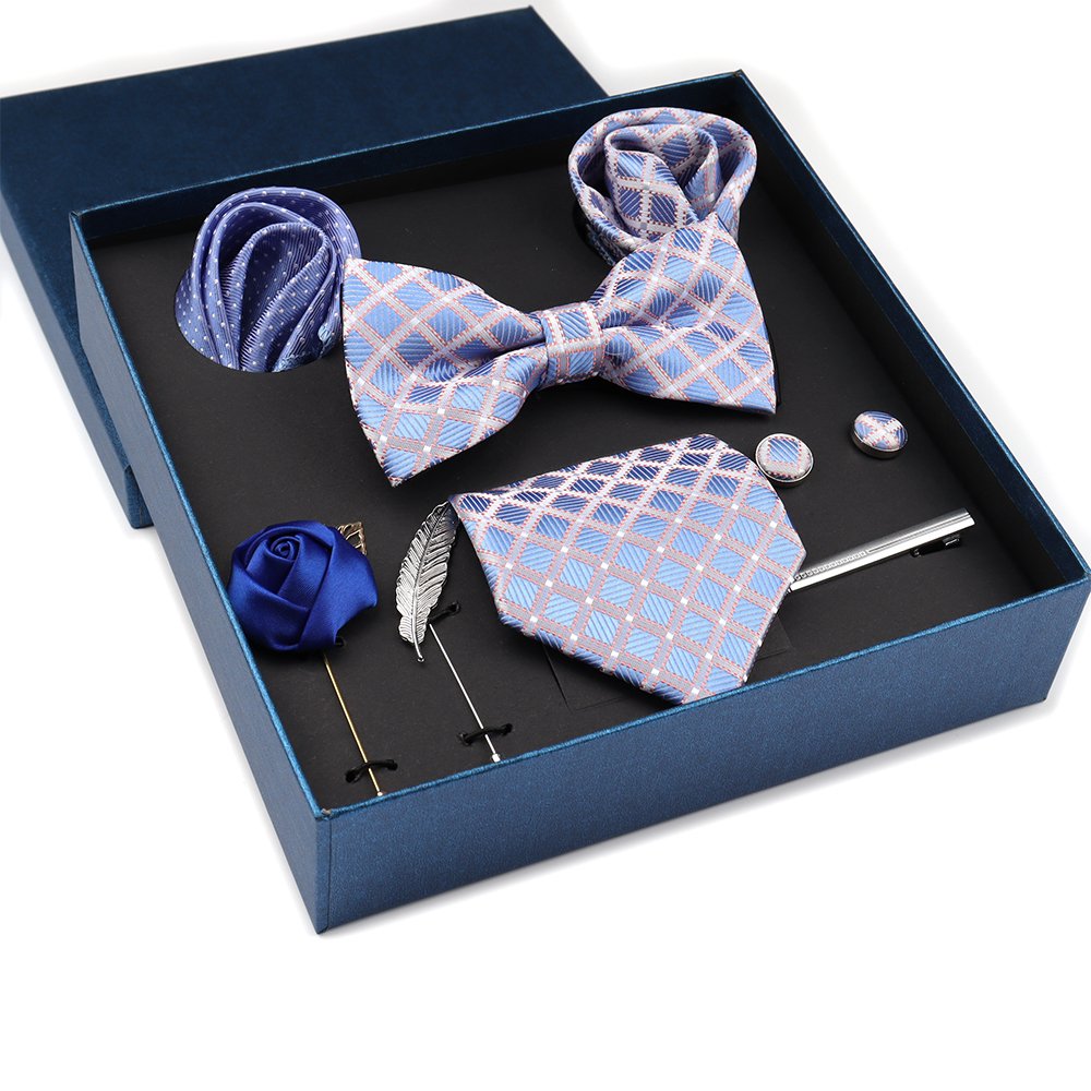 2024 Duty Orange Tie Set For Men New Polyester Necktie Paisley Silk Ties Men's Ties Handkerchief In GIft Box For Father