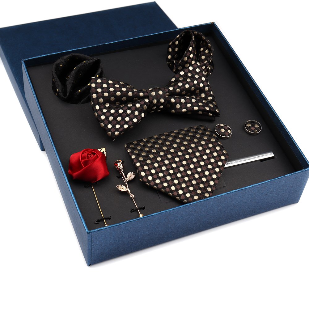 2024 Duty Orange Tie Set For Men New Polyester Necktie Paisley Silk Ties Men's Ties Handkerchief In GIft Box For Father