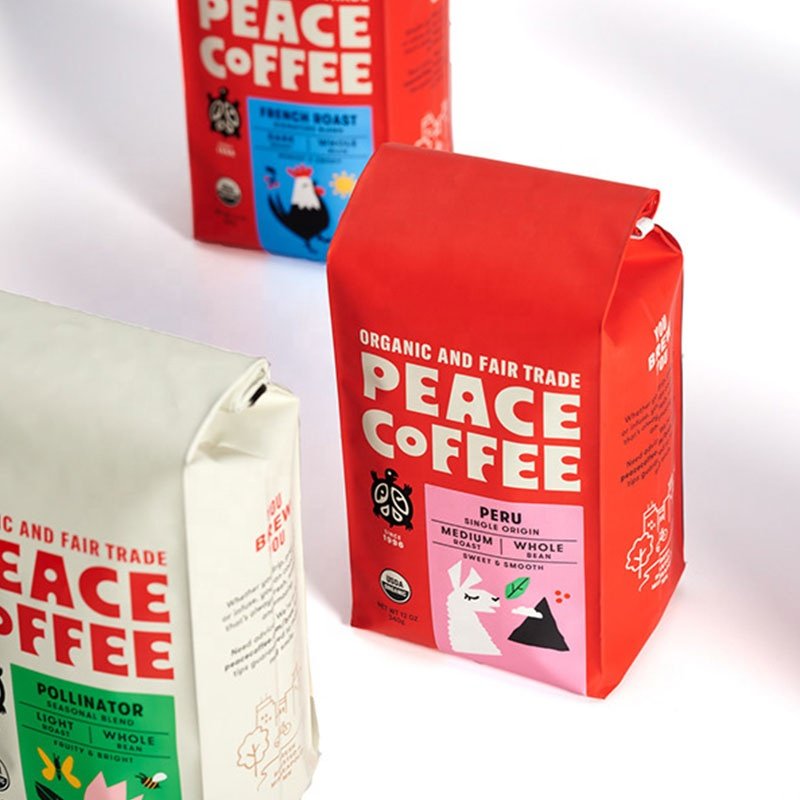 Wholesale price recyclable 1kg bulk resealable side gusset coffee bags with tin tie
