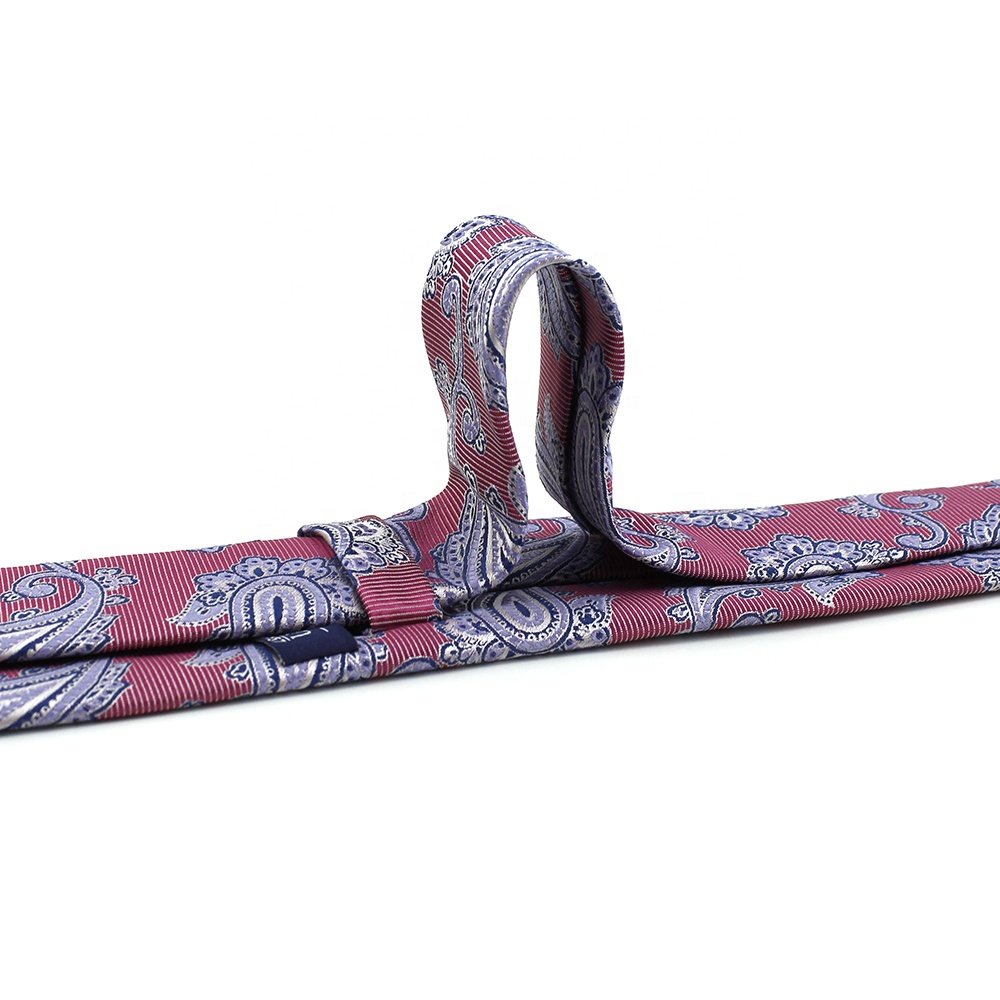 Neckties For Men Paisley China Suppliers Wholesale Tie Polyester Woven Handmade Men Fashion Lilac Navy With Red Paisley Neckties
