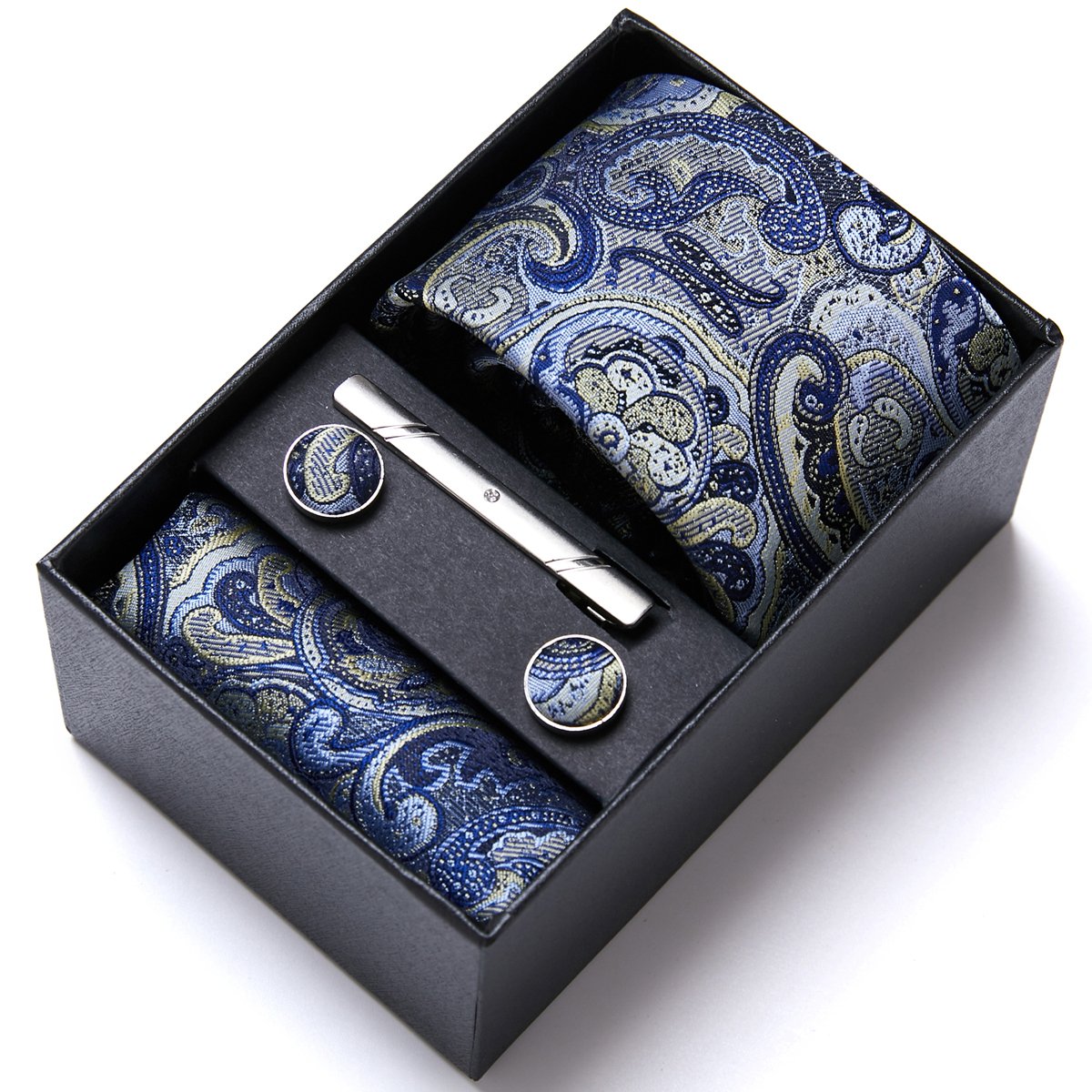 Newest Design Fashion Tie Handkerchief Cufflink Set Necktie Box Suit Accessories For Men Green Fit Workplace Birthday Present