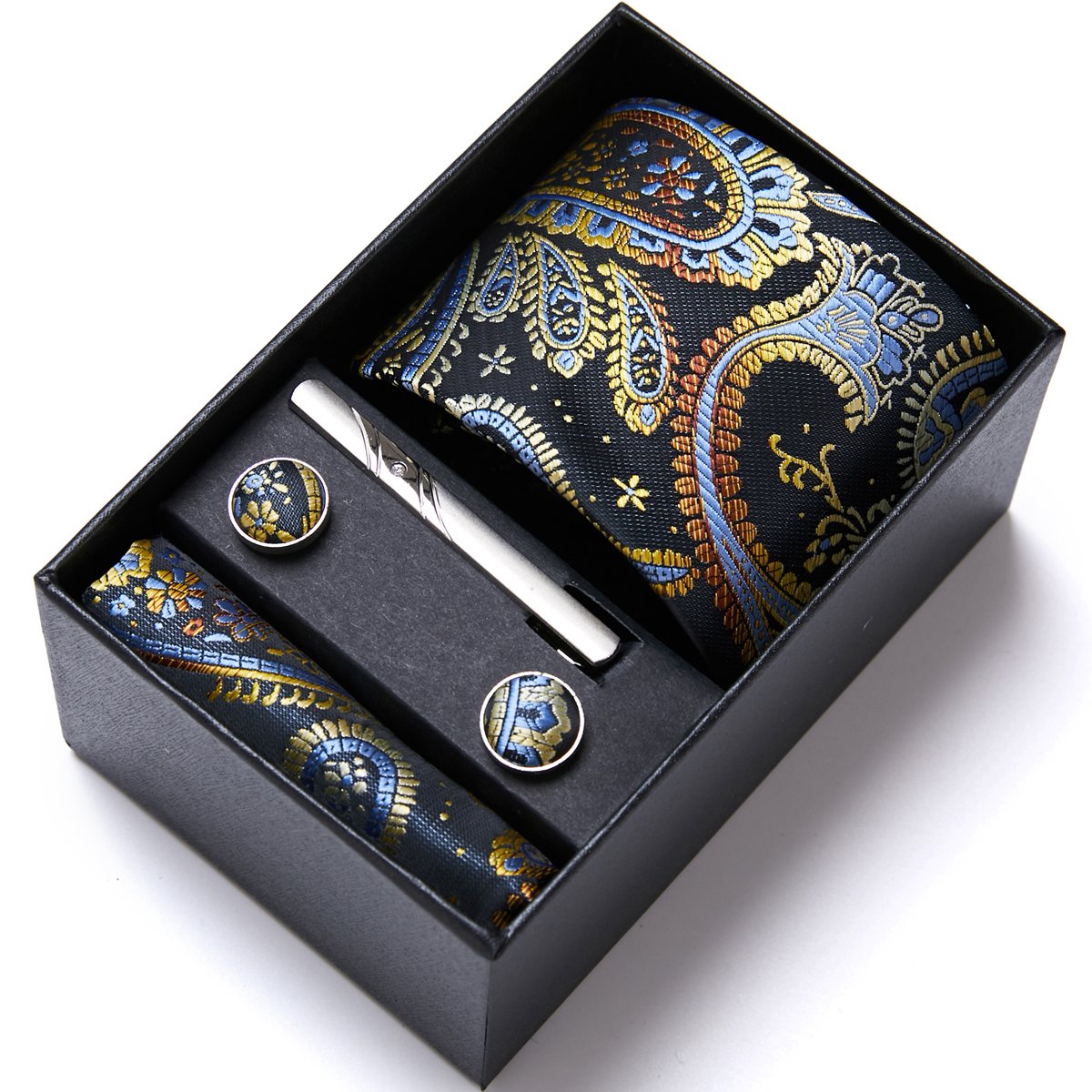 Newest Design Fashion Tie Handkerchief Cufflink Set Necktie Box Suit Accessories For Men Green Fit Workplace Birthday Present