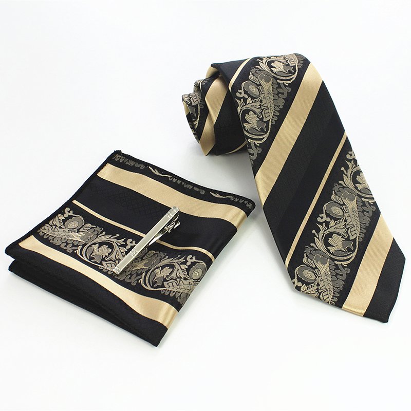 Flower Plaid Pattern Silk Necktie Set Pocket Square Red Blue Luxury Men's Party Business Wedding Gifts