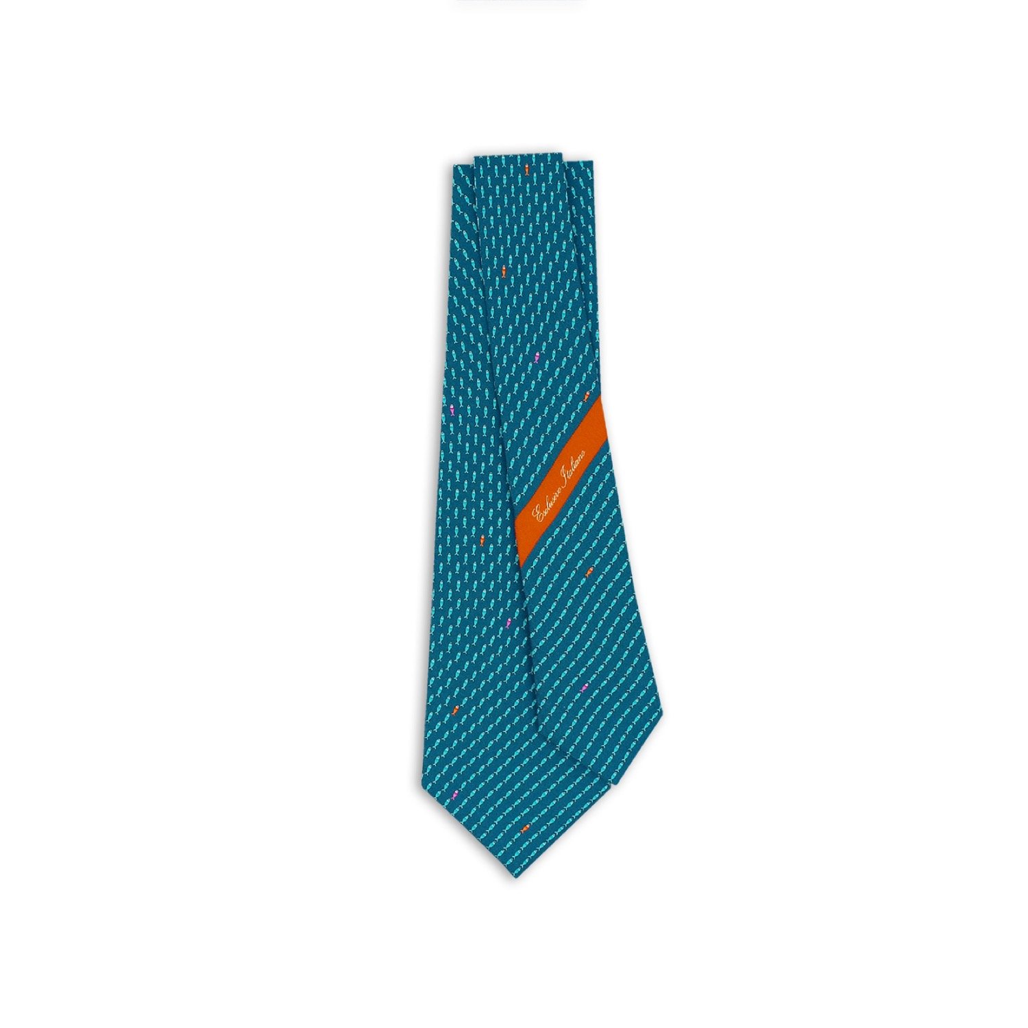 Quality Italian Neckties Lecce Peacock Blue - 100% Silk Jacquard Weave Seven Fold Tie - Ideal for Elegant Look