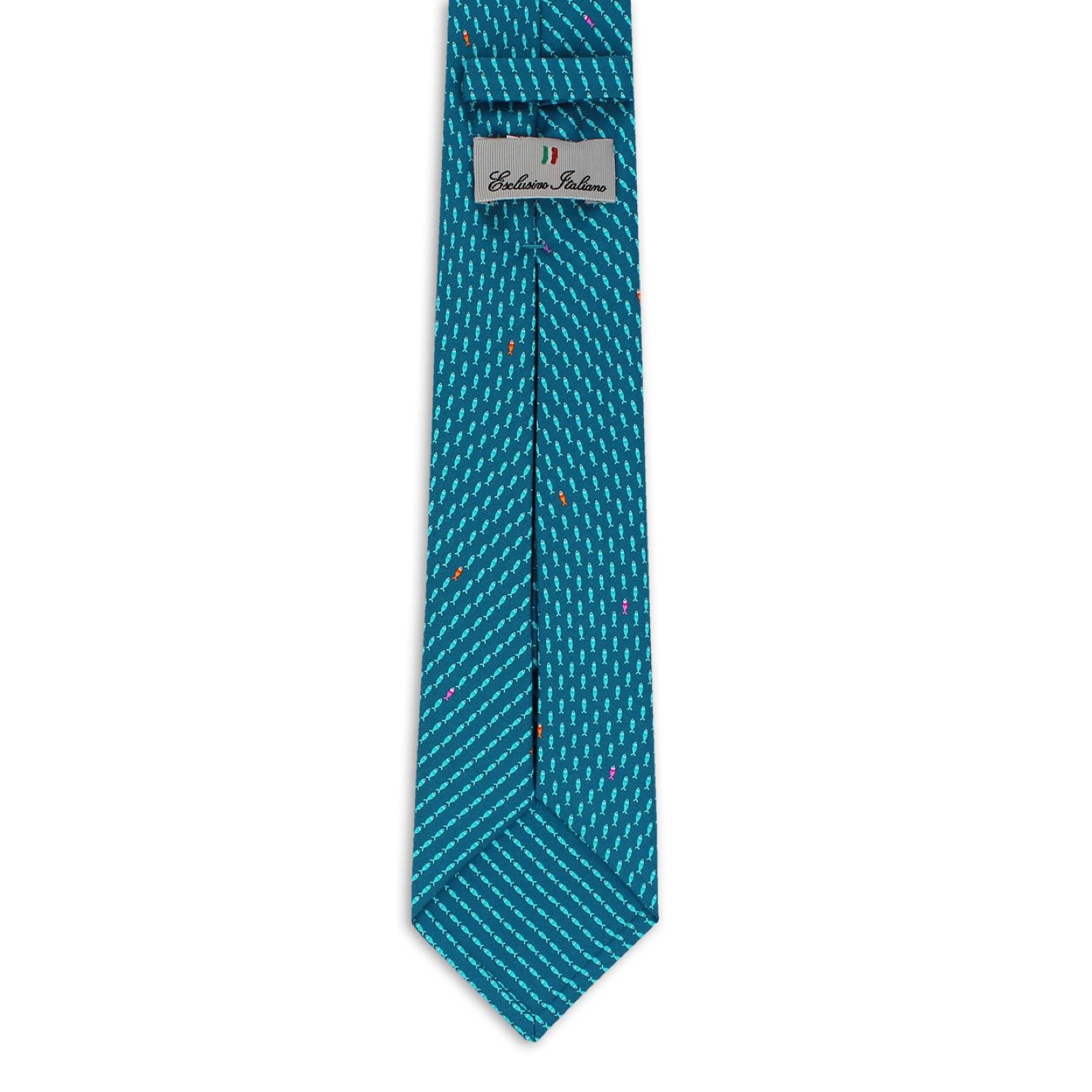 Quality Italian Neckties Lecce Peacock Blue - 100% Silk Jacquard Weave Seven Fold Tie - Ideal for Elegant Look