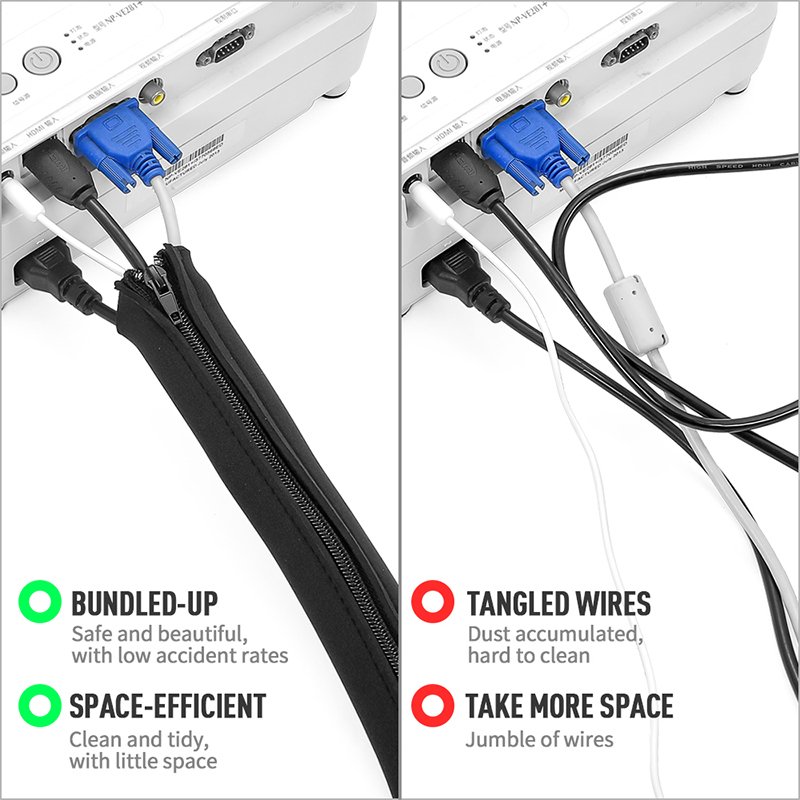 Desk Collection Elastic Clothes Management Sleeve Closure Hot-sale Hook And Loop Wrap Cable Tie For Wiring Accessories