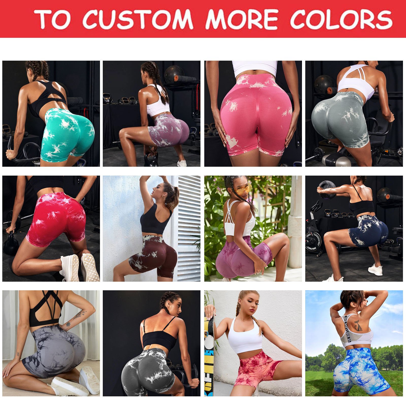 Mallas Tie Dye Mujer High Quality Stretchy Compression High Waist Yoga Nylon Shorts Seamless Leggings Butt Lift Scrunch