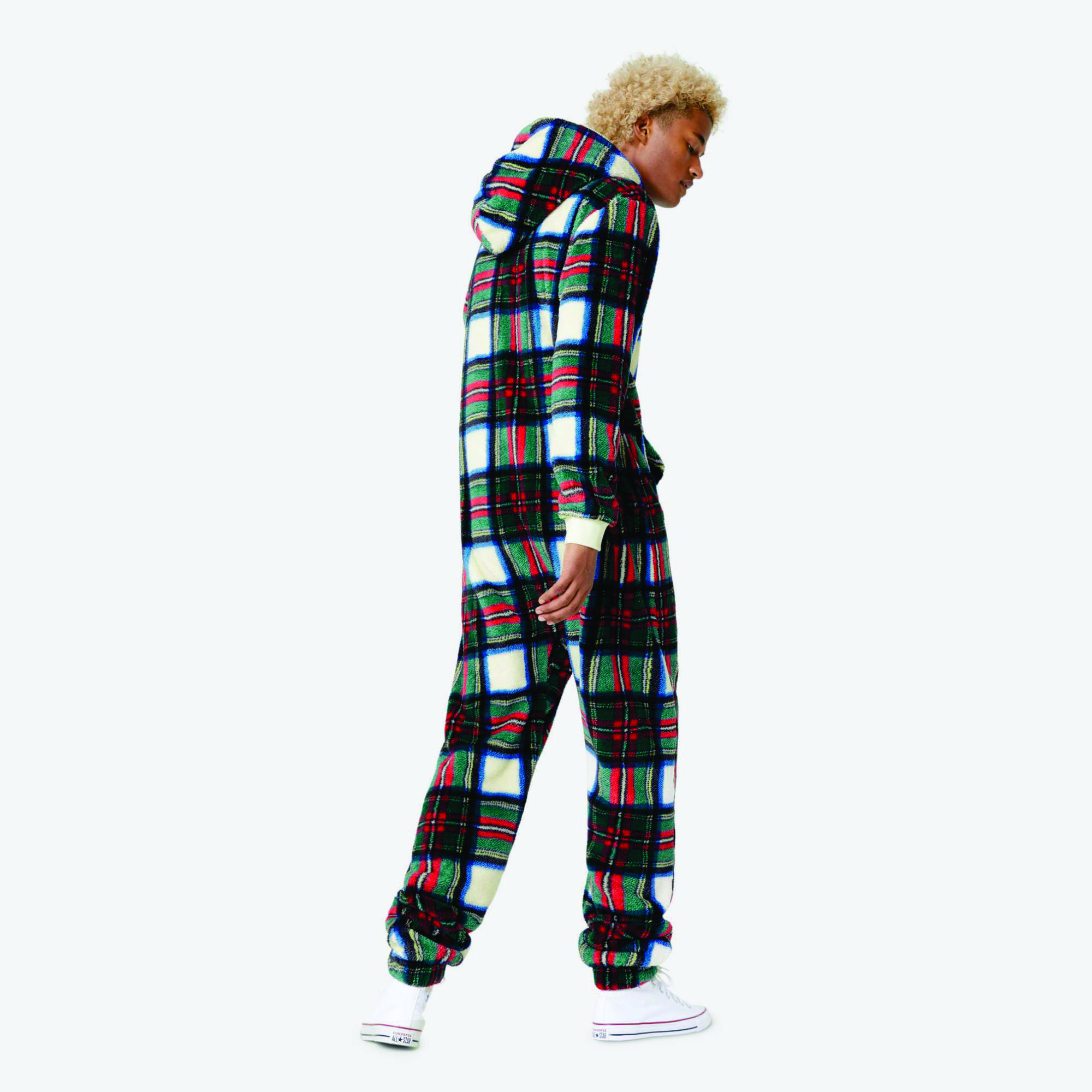 100% Polyester Soft Stretchy Fleece Fabric Unisex Checkered Red Puppy Jumpsuit Two Way Quality Zipper Cotton Breathable