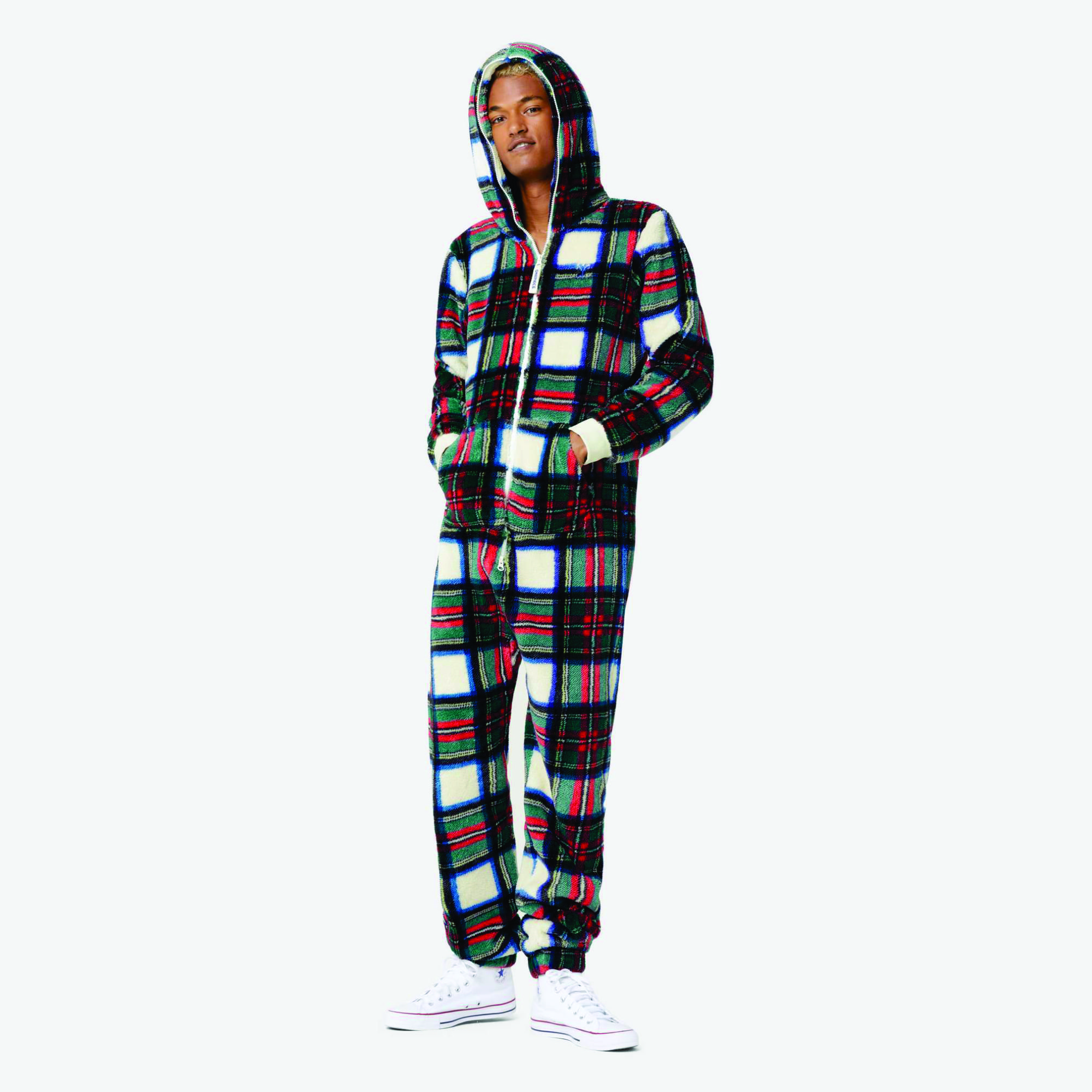 100% Polyester Soft Stretchy Fleece Fabric Unisex Checkered Red Puppy Jumpsuit Two Way Quality Zipper Cotton Breathable