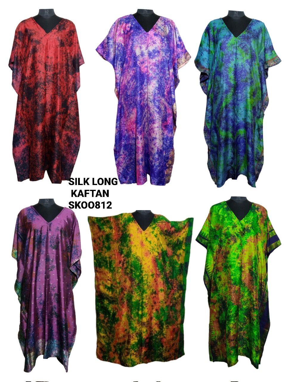 Boho tie dye pure silk long kaftan fashionable and designer long kaftan export quality fabric tie dye ong kaftan