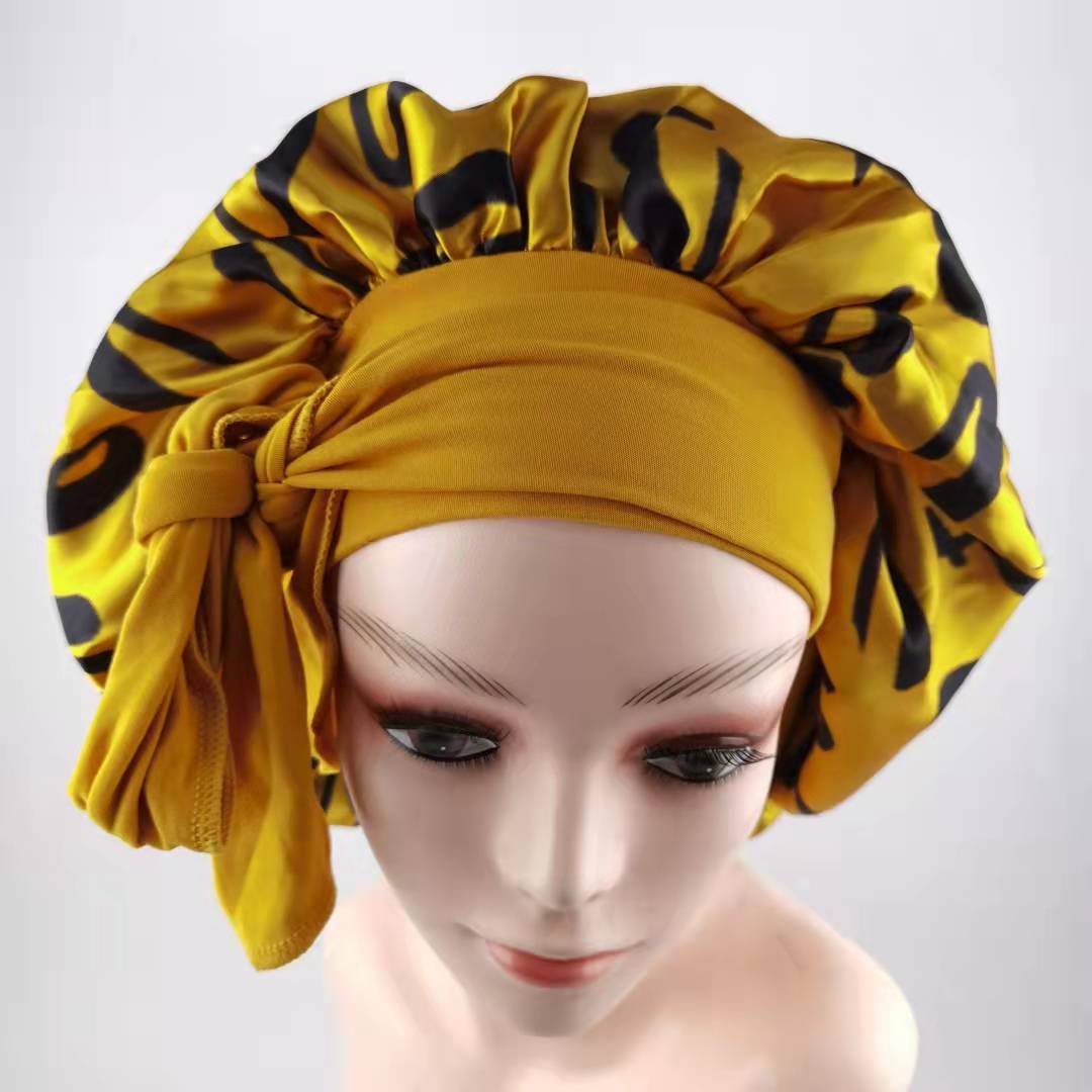 Factory Vendor Reversible Bonnet Edge Wrap Custom Long Band Satin Hair Silk Bonnet With Ties