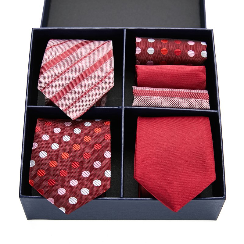 High Grade Fashion 3 Set Tie Handkerchief Cufflink Set Pocket Squares Necktie For Men Blue Stripe Plaid Fit Workplace