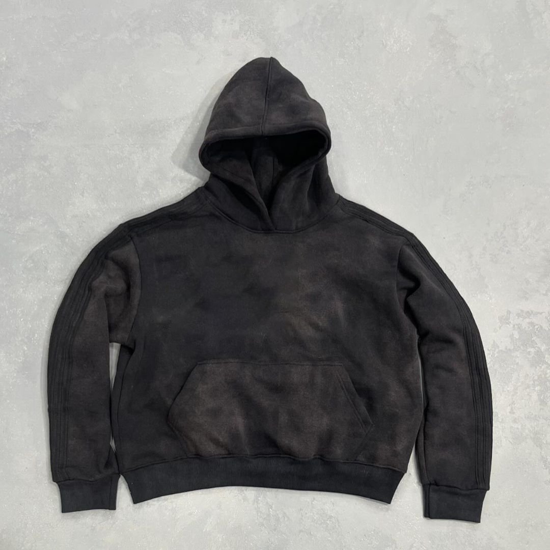 OEM Custom oversized tracksuit streetwear sun faded striped zip up hoodie and sweatpants jogger set oversized sweatsuit for men