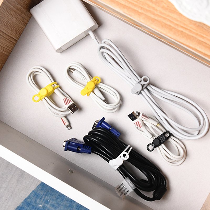Silicone Cable Ties Reusable Management Organizer Multipurpose Elastic Cord Organizer for Bundling Fastening Cable Cords Wires