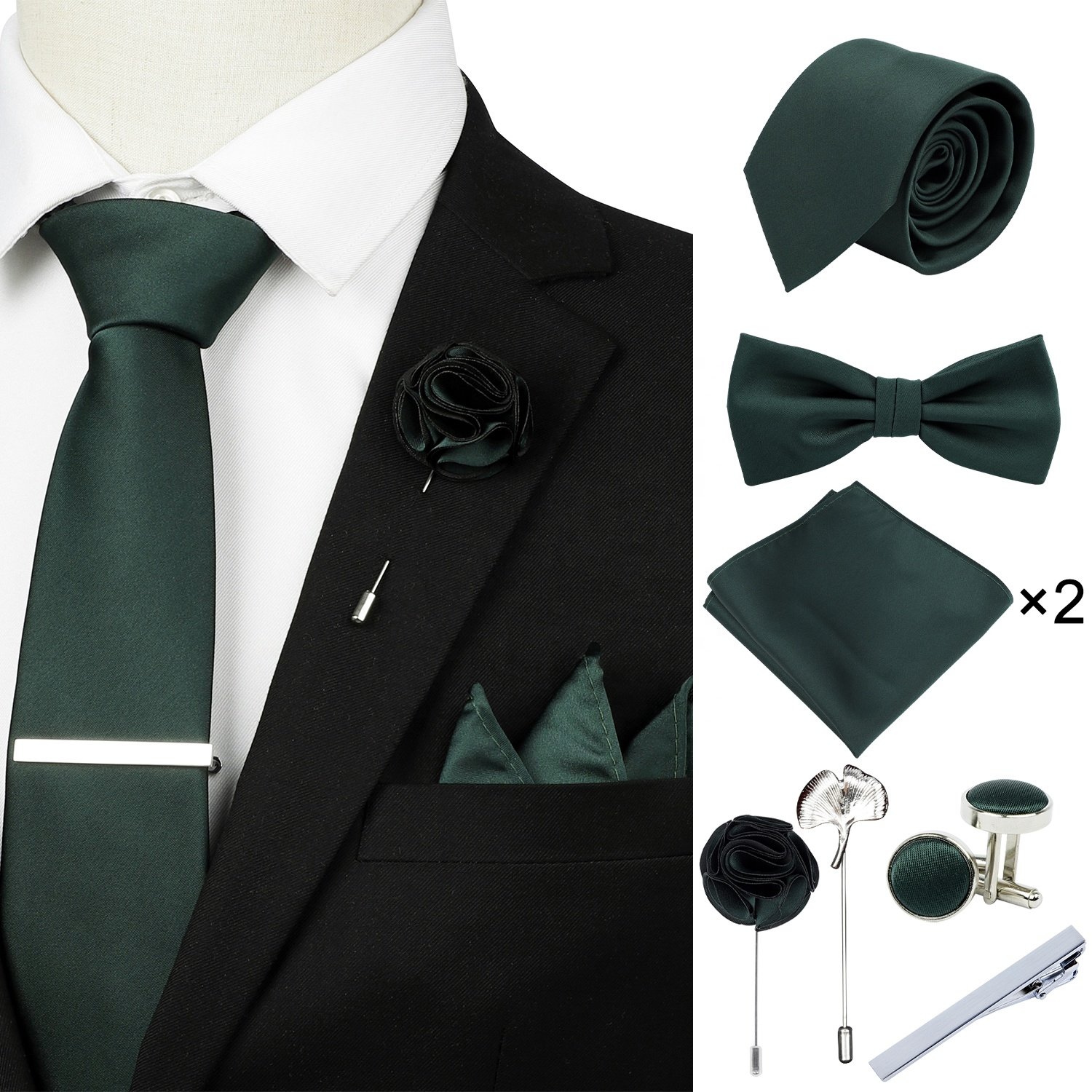 Hot Sale Handmade Stitched Necktie Pocket Square Bowtie Accessories Set For Men