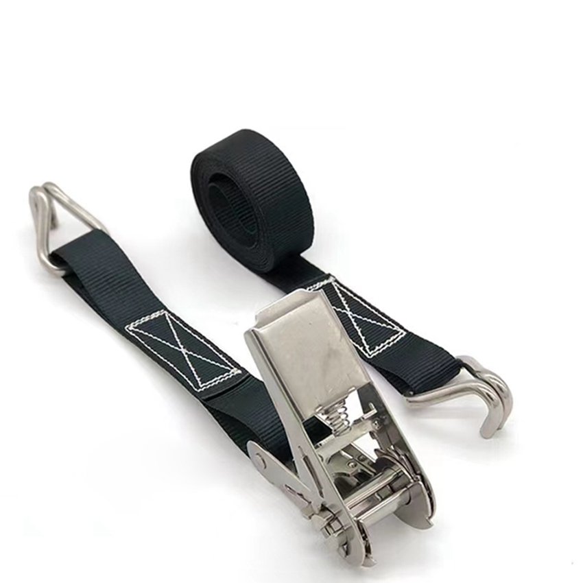 High quality ratchet tie down stainless steel 304 ratchet buckle and S hook cargo lashing strap