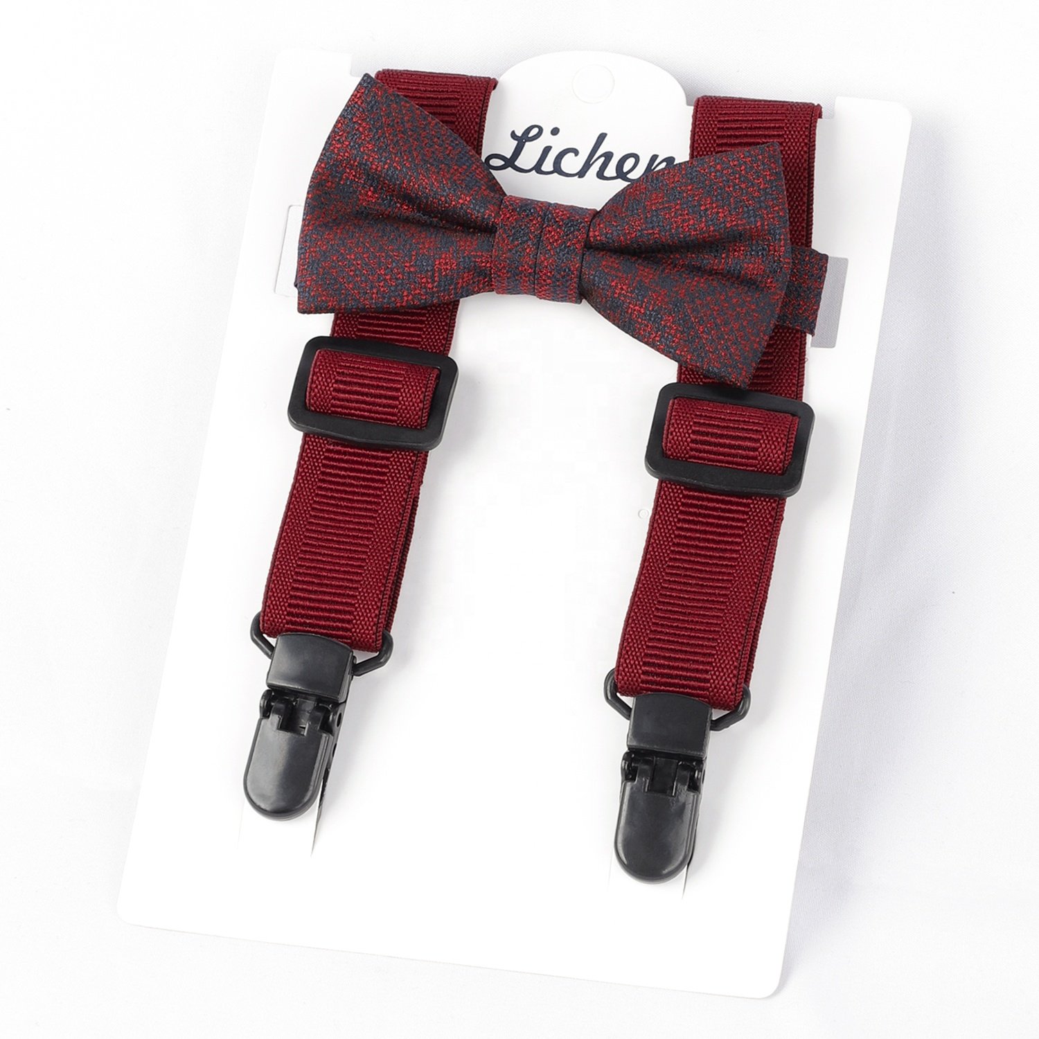 Suspenders Bow Tie 3 Clip Y Shape Set Solid Color Child Fashion Adjustable Suspender Set for Kids Girls