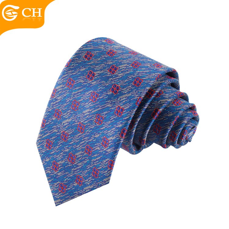 Good Quality Brand Factory Latest Chic Designer Suit Neckties For Men Elegant Navy Woven Polyester Custom Tie