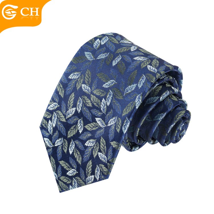 Good Quality Brand Factory Latest Chic Designer Suit Neckties For Men Elegant Navy Woven Polyester Custom Tie