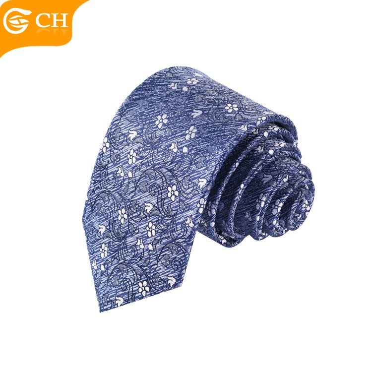 Good Quality Brand Factory Latest Chic Designer Suit Neckties For Men Elegant Navy Woven Polyester Custom Tie