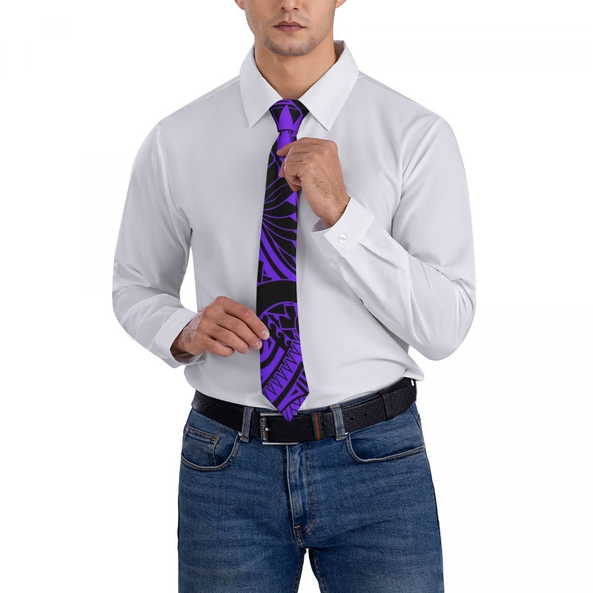 custom Polynesian soft and comfortable Silk Tie and Handkerchief Skinny Tie Men Neck Tie Set Gift Customized Silkscreen Style