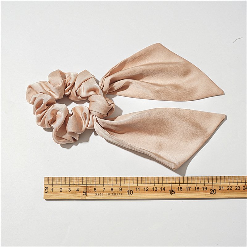 Solid Color Silk Hair Scrunchies with Tail Popular Women Bow Elastic Hair Band Satin hair ties