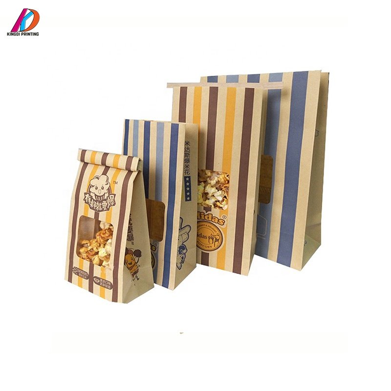 Hot sale tin tie kraft paper food packaging bag for popcorn
