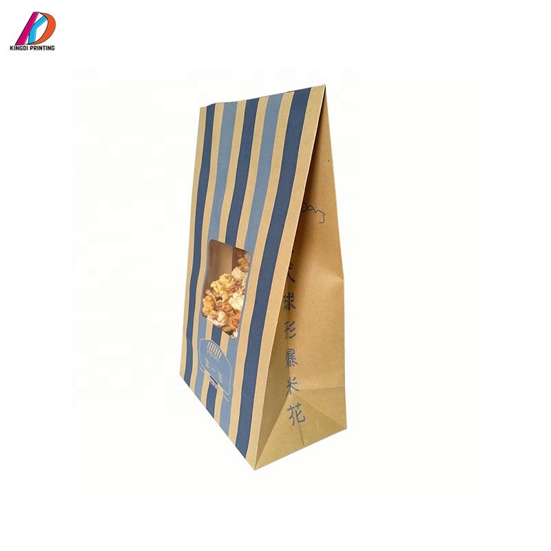 Hot sale tin tie kraft paper food packaging bag for popcorn