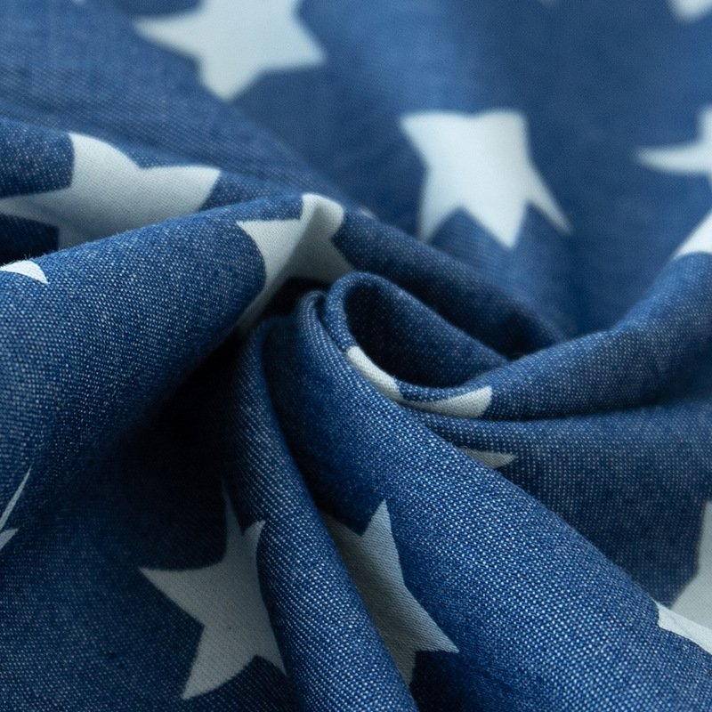 Cotton printed denim 32 washed denim summer clothes pants youth cloth shirt fabric available