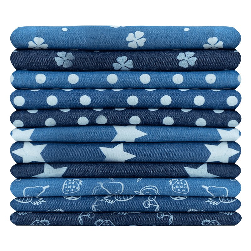 Cotton printed denim 32 washed denim summer clothes pants youth cloth shirt fabric available