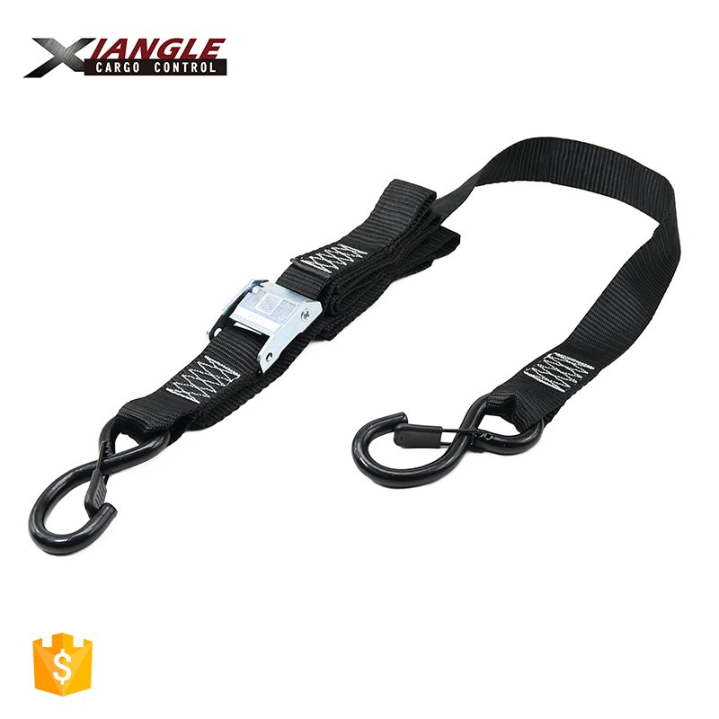 Heavy Duty 1.5 Inch 38mm 1200lbs Motorcycle Tie Down Strap with S Hooks for Cargo Lashing