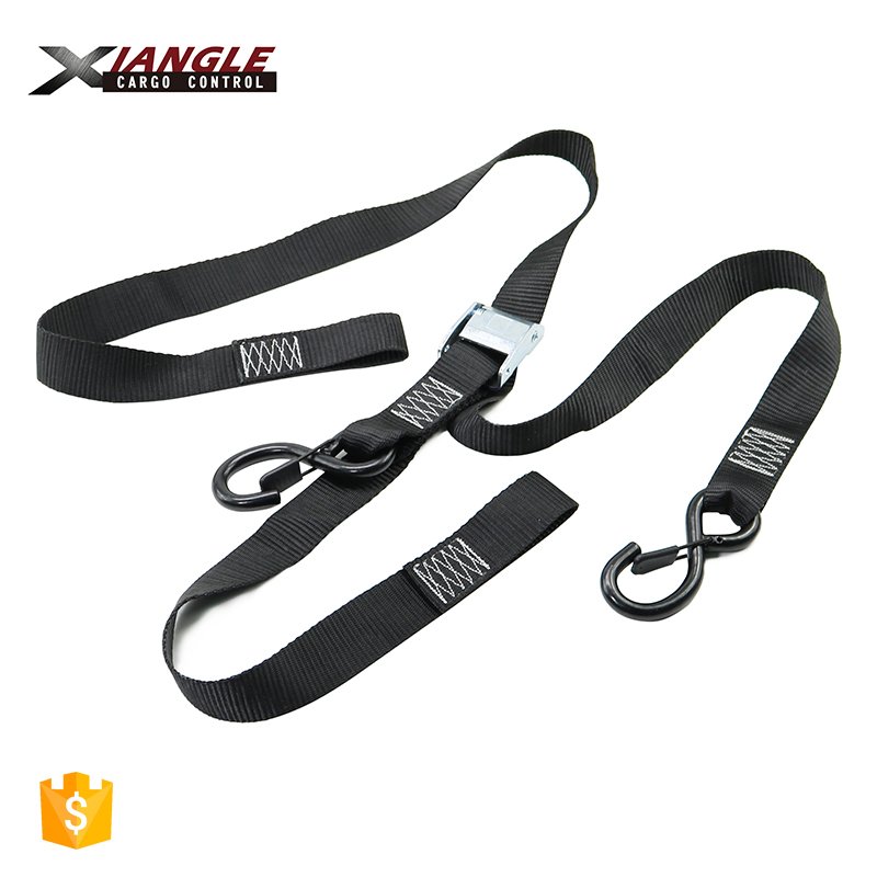 Heavy Duty 1.5 Inch 38mm 1200lbs Motorcycle Tie Down Strap with S Hooks for Cargo Lashing