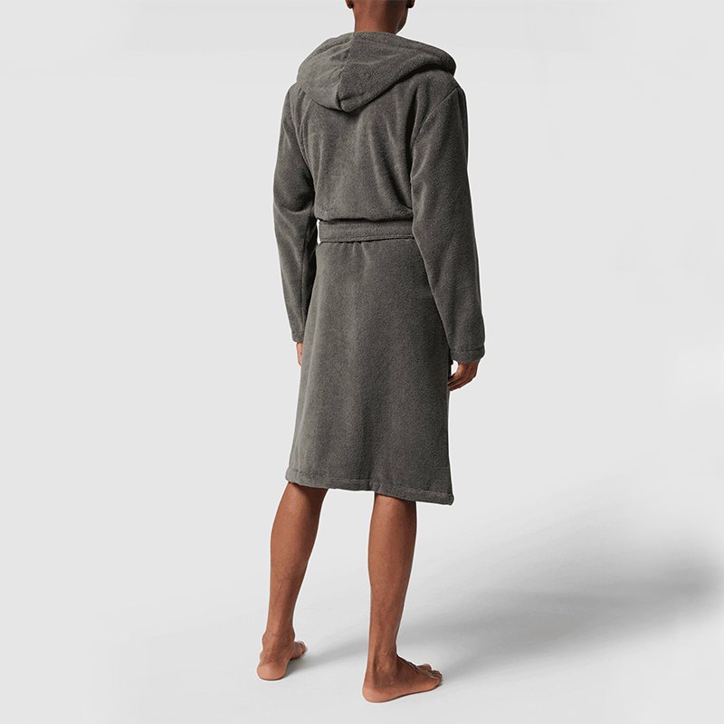 Self Tie Mens Bath Robes with Hoods Flannel Belted Hooded Luxury Robe Unisex