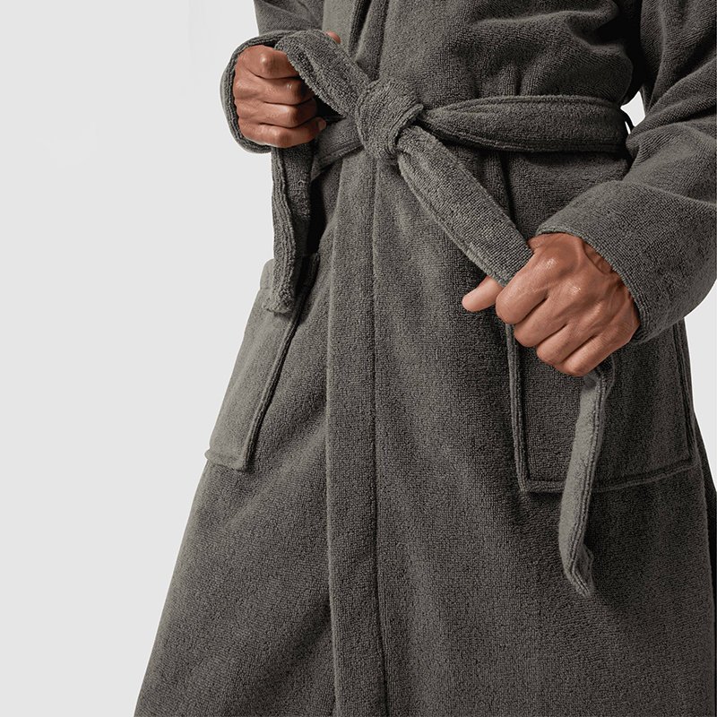 Self Tie Mens Bath Robes with Hoods Flannel Belted Hooded Luxury Robe Unisex