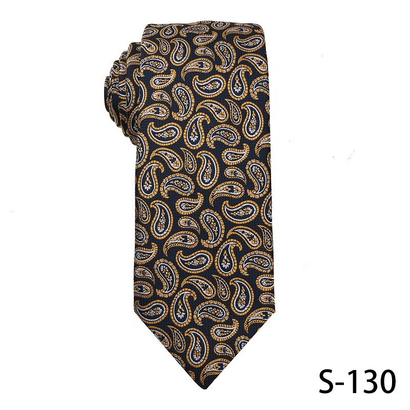 Popular In Young People 7.5cm Necktie Jacquard Woven 100% Polyester Neckties For Men Yellow Series Mens Floral Ties