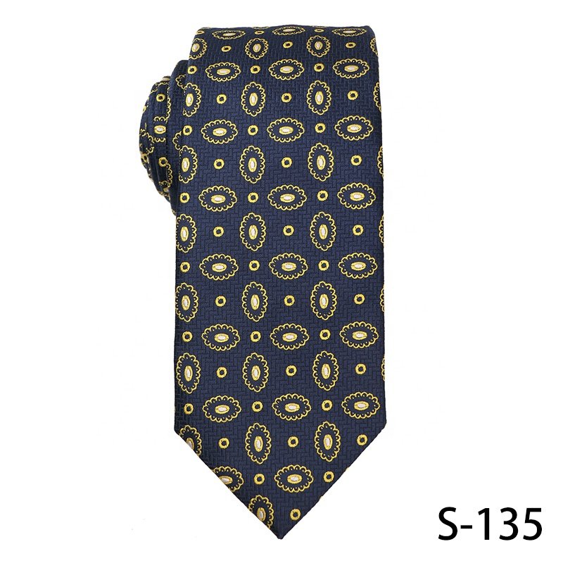 Popular In Young People 7.5cm Necktie Jacquard Woven 100% Polyester Neckties For Men Yellow Series Mens Floral Ties