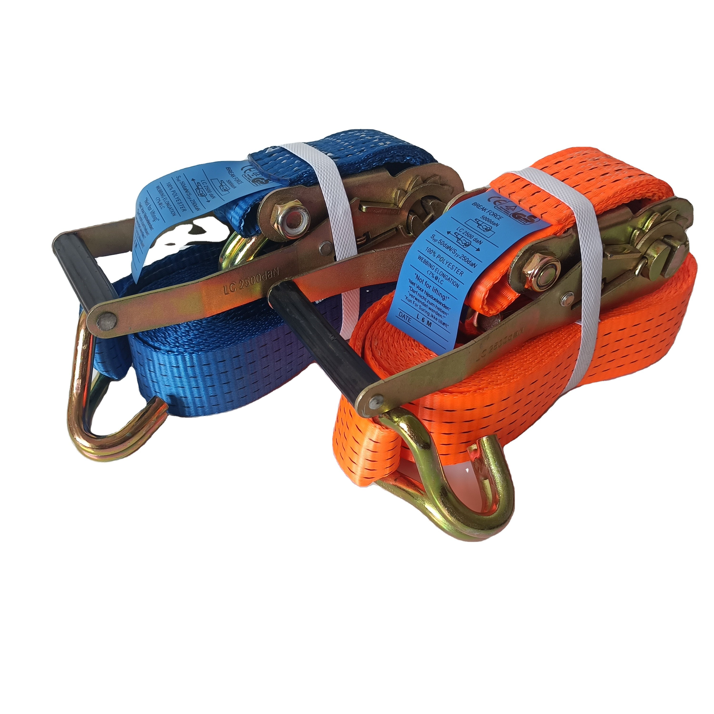 Heavy duty 2inch 5T 5m 6m 8m 10m 15m ratchet tie down straps Cargo lashing belt with double J hook ratchet strap with j hook