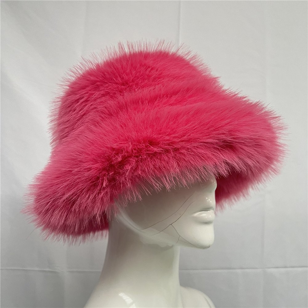 Tie Dye Faux Fur Bucket Hat for Women New Colored Multi Fisherman Hat Warm Thick Fuzzy Rainbow Winter Hat