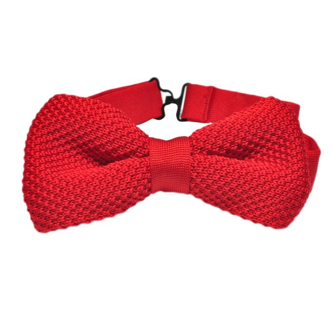 High Quality Custom Fashion Bow Tie Solid Navy and Red Knit Bowtie Made of Polyester in China