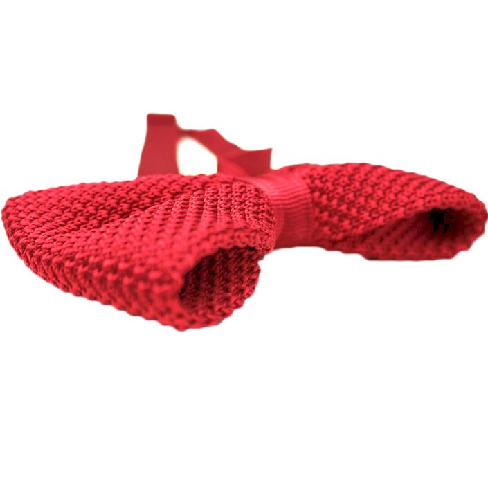 High Quality Custom Fashion Bow Tie Solid Navy and Red Knit Bowtie Made of Polyester in China