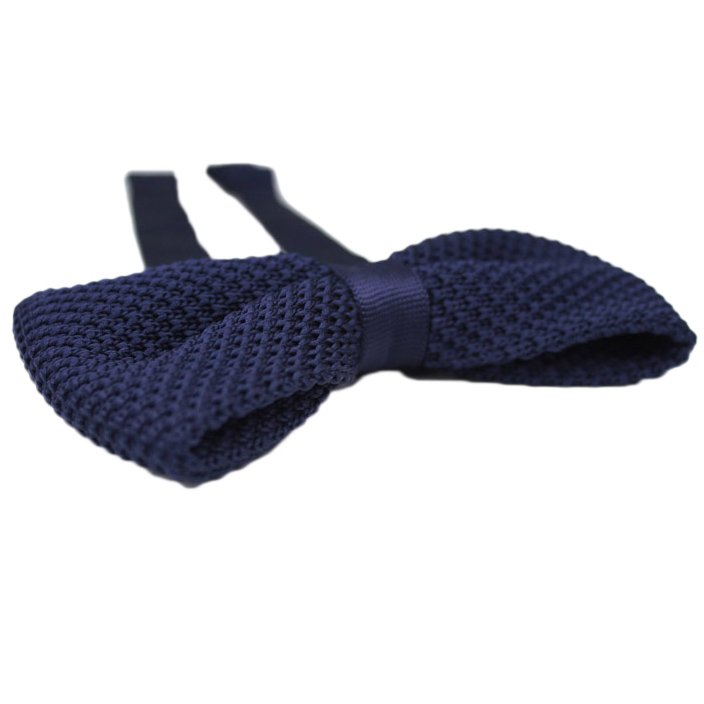 High Quality Custom Fashion Bow Tie Solid Navy and Red Knit Bowtie Made of Polyester in China